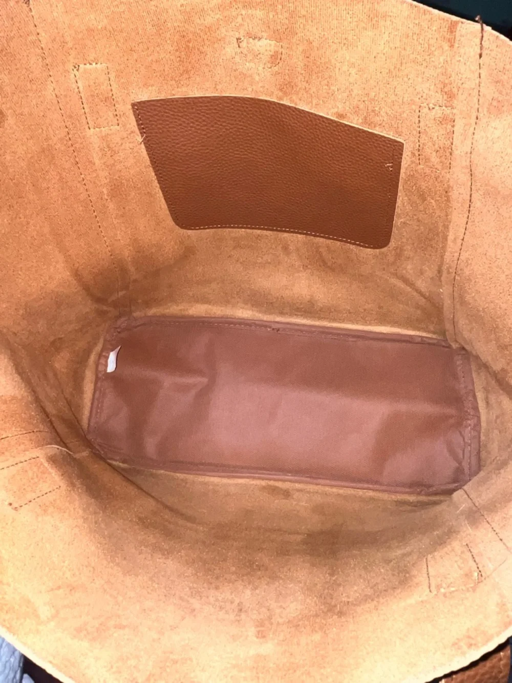 Tanger Brown Pebbled Faux Leather Tote Large Tassel Shoulder Bag 15” NWOT - Picture 6 of 8